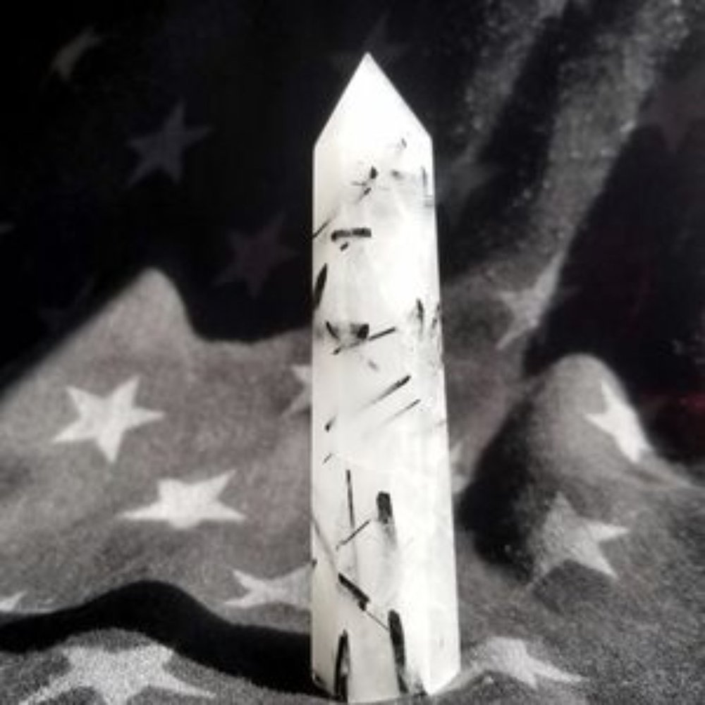 Black Tourmaline in Quartz Tower